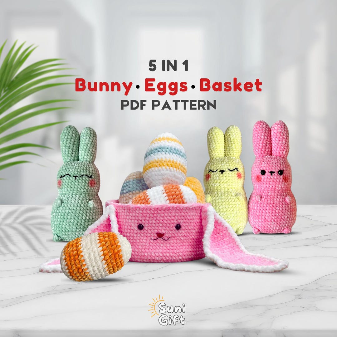 No Sew Bunny Crochet Pattern, Easter Egg Bunny Basket Crochet Pattern ...