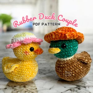 Rubber Duck Crochet Pattern, Duck Couple Amigurumi Pattern, Duckling Plushie Crochet Pattern, English PDF File by SuniGift