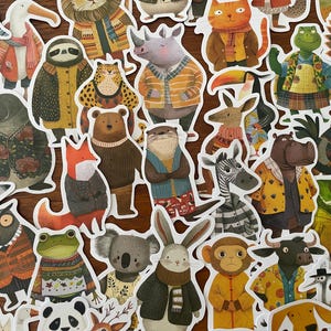50 pegatinas de animales adorables, pegatinas de animales dibujadas a mano, paquete de pegatinas, para computadora portátil, Kindle, calcomanía para teléfono, diario, álbum de recortes, pegatinas para niños