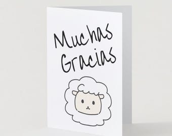 Muchas Gracias Spanische Karte: Schaf Danke (PDF & PNG)