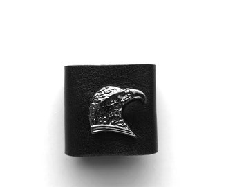 Can Yaman Eagle Leather Bandana Slider, Handmade Scarf Cuff