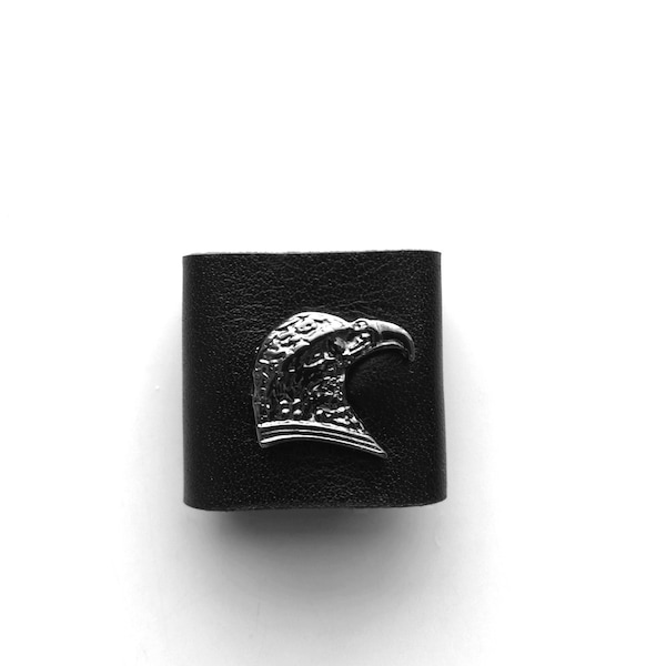 Can Yaman Eagle Leather Bandana Slider, Handmade Scarf Cuff