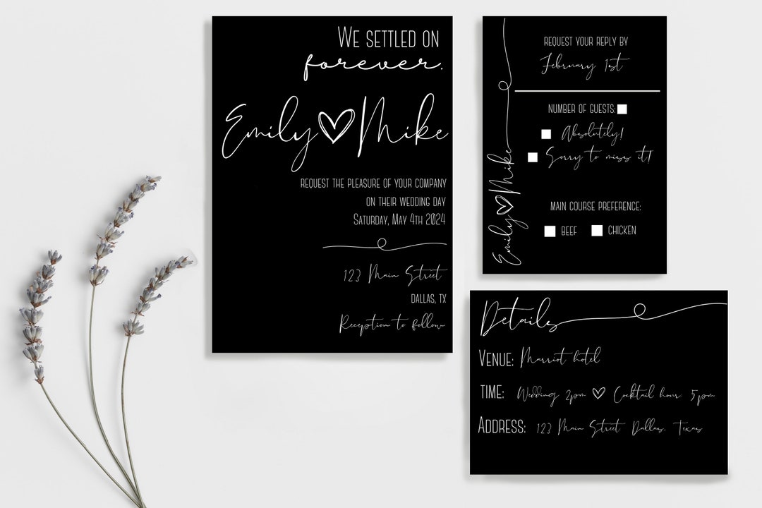 Modern Black and White Canva Template Wedding Bundle Etsy