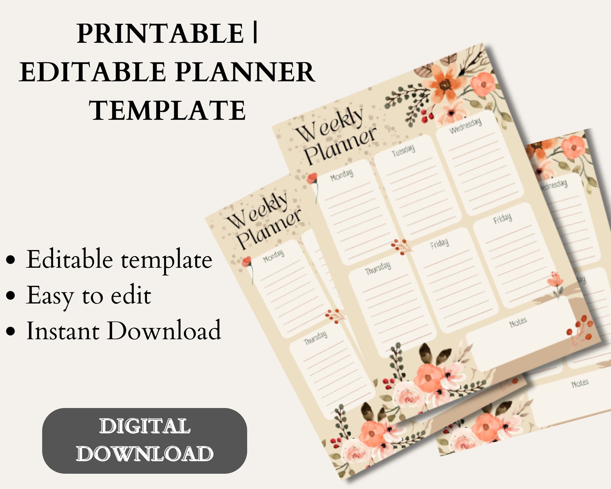 Weekly Digital Planner | Printable Planner | to Do List | Goal Tracker ...