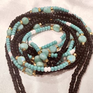 Turquoise Glass Seed Bead Waist Beads: African Belly Jewelry