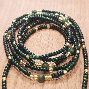 Green Gold Quartz Waist Beads: Traditional African Body Jewelry
