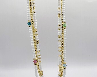 2 Belts Beaded African Waist Beads Yellow & White Glass Stones Seed Bead  Estate il_340x270.3937789658_5bok.jpg main image 2