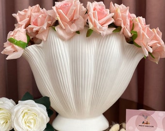 Seashell Vase Oyster vase Creative Shell Ceramic Vase Modern Arts Vases Flower Pot Home Decoration Wedding Party Table Center pieces