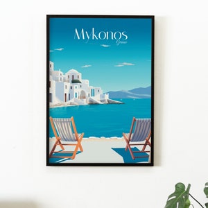 Mykonos Greece Art Print, Coastal View (Digital Download)