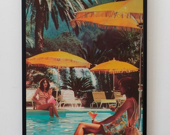 Vintage 1970s Pool Print Retro Style Holiday Art Home Decor Wall Art Housewarming Gift Digital Printable Download