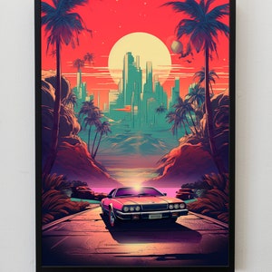 Retro Car Print Wall Art Video Game Room Decor Gaming Art Kids Room Decor Birthday Gift Digital Download Printable Video Game Poster