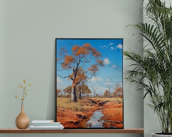 Australian Outback Watercolour Print, Landscape Wall Decor (Digital Download)