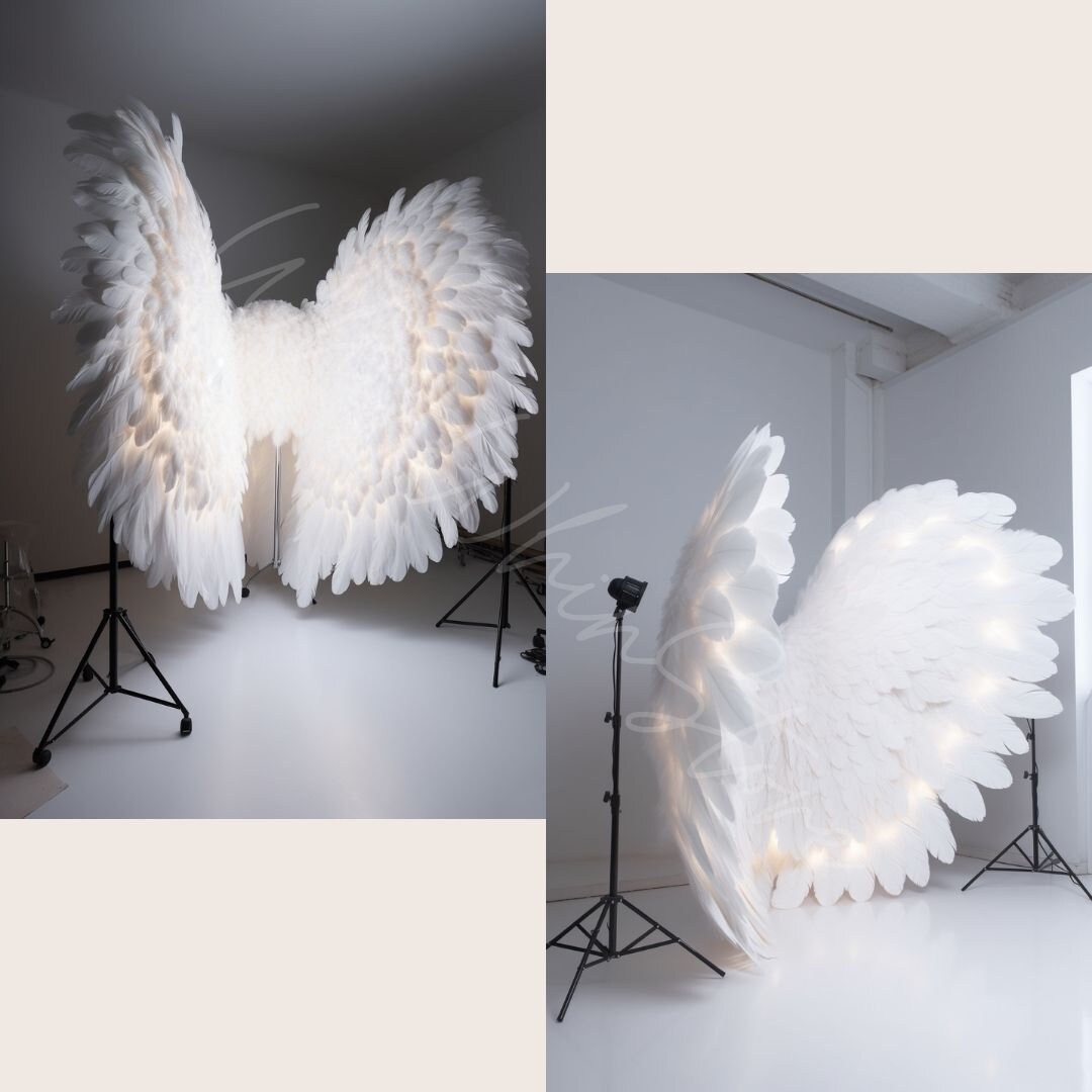 Digital Backdrops of Big White Angel Wings for Wedding and Maternity ...