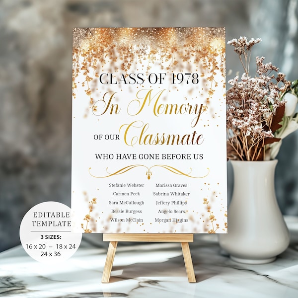 Memorial Poster Template Class Reunion Etsy