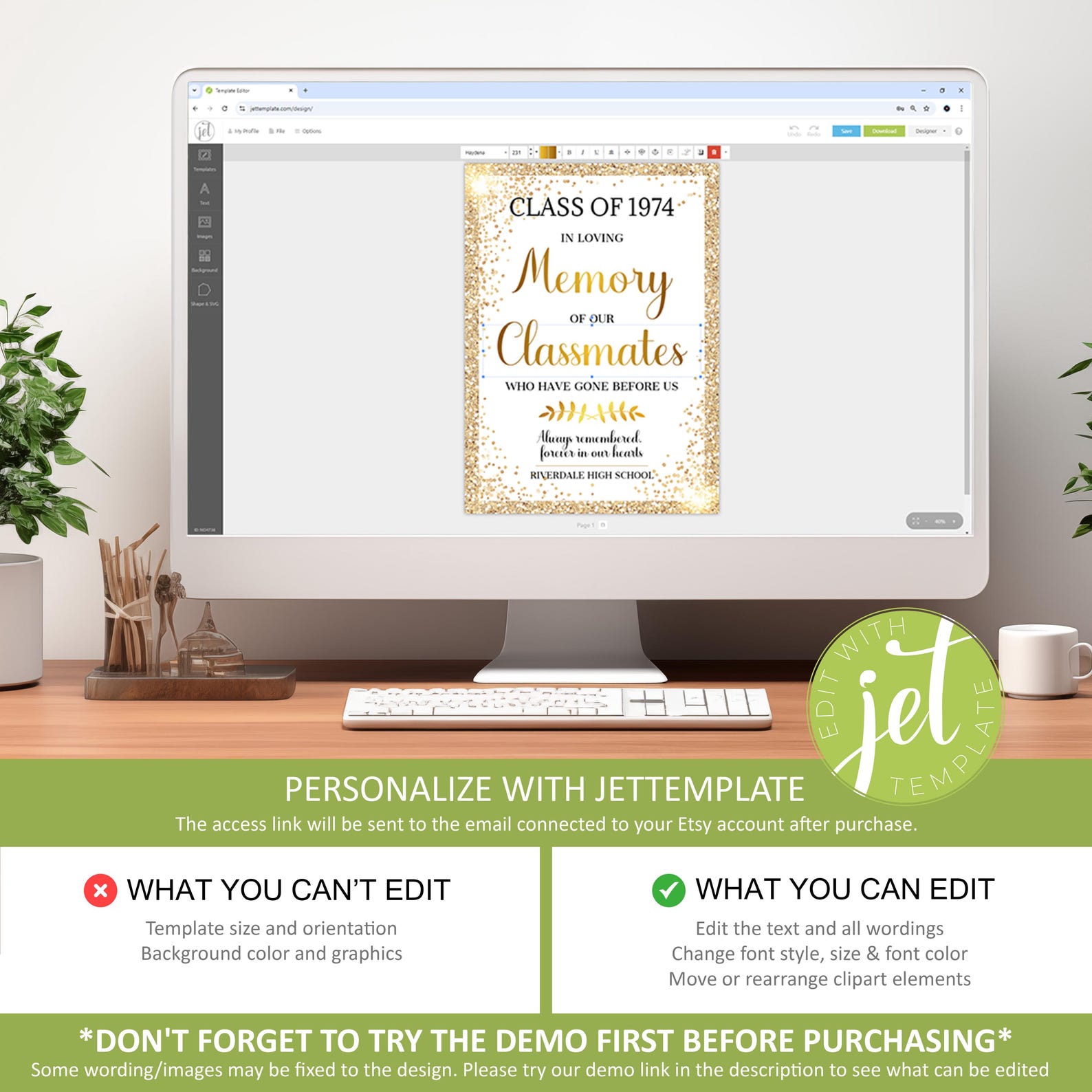 Class Reunion in Loving Memory Sign, Classmate Memorial, Classmate ...