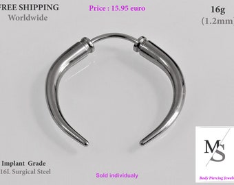 Bijoux de corps pour mamelon, griffe, serre, piercing, 16 g, pointes, cônes. septum, boucle d'oreille, lobe de l'oreille, sourcil, épi très long, épi incurvé