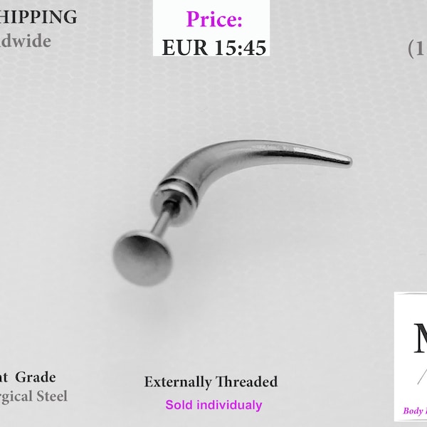 Labret claw, curved spike, talon, goatee. labret, lips, piercing, ear, medusa, monroe, snake, bites, body piercing jewelry,  free shipping