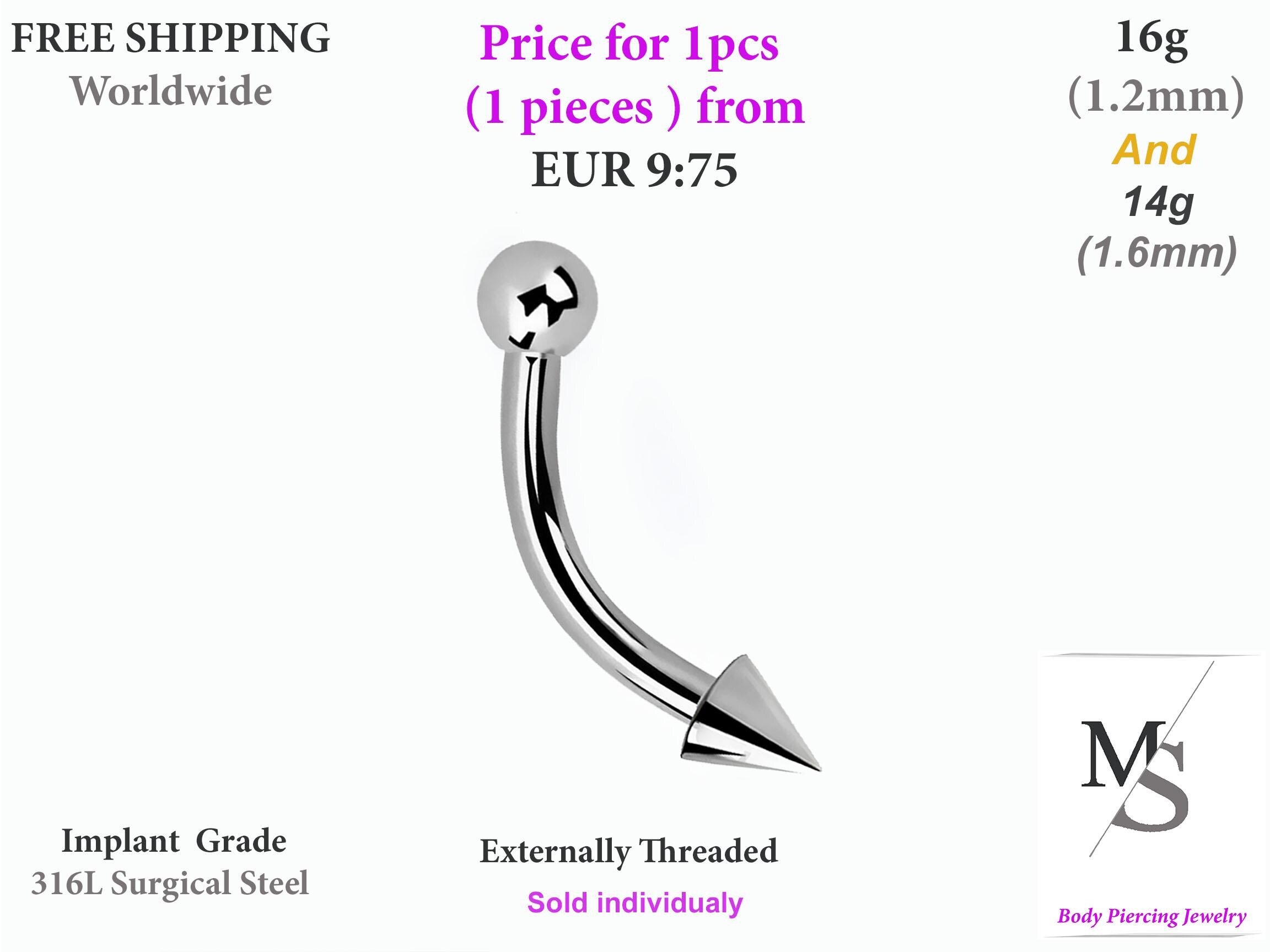 Luxe Modz Internally Threaded Curved Barbell – 14G Or 16G, Surgical Steel 316L, Eyebrow/Cartilage Ring