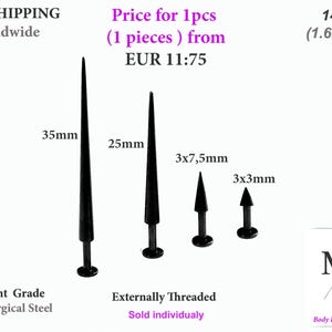Labret-halter, 14 g lippiercing, slangenbeten, 1,6 mm, lange stekels, oorbel, kraakbeen, kwal, tragus, helix, anti-helix, lippen, lichaamssieraden