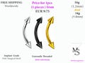 Eyebrow jewelry, Curved barbell, 14G, 16g, 3mm spikes. tragus, helix, lips, septum, ear, free shipping, gold, silver, black product logo