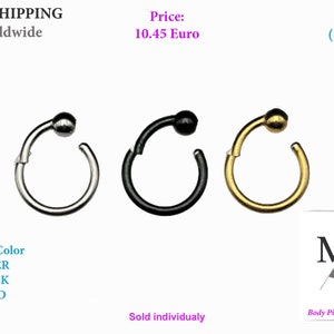 16g kirurgiskt stålkulstängningsring, Helix, Daith, Rook