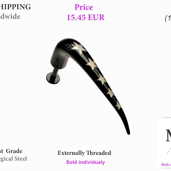 Labret spike, David Draiman chin, claw, curved spike, talon. lips, ear, medusa, monroe, snake bites, body piercing jewelry, 14g, 1.6mm