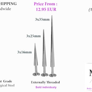 Piercing labbro, 14 g, morsi di serpente, 1,6 mm, punte lunghe, orecchino, cartilagine, medusa, trago, elica, antelice, labbra, gioielli per il corpo