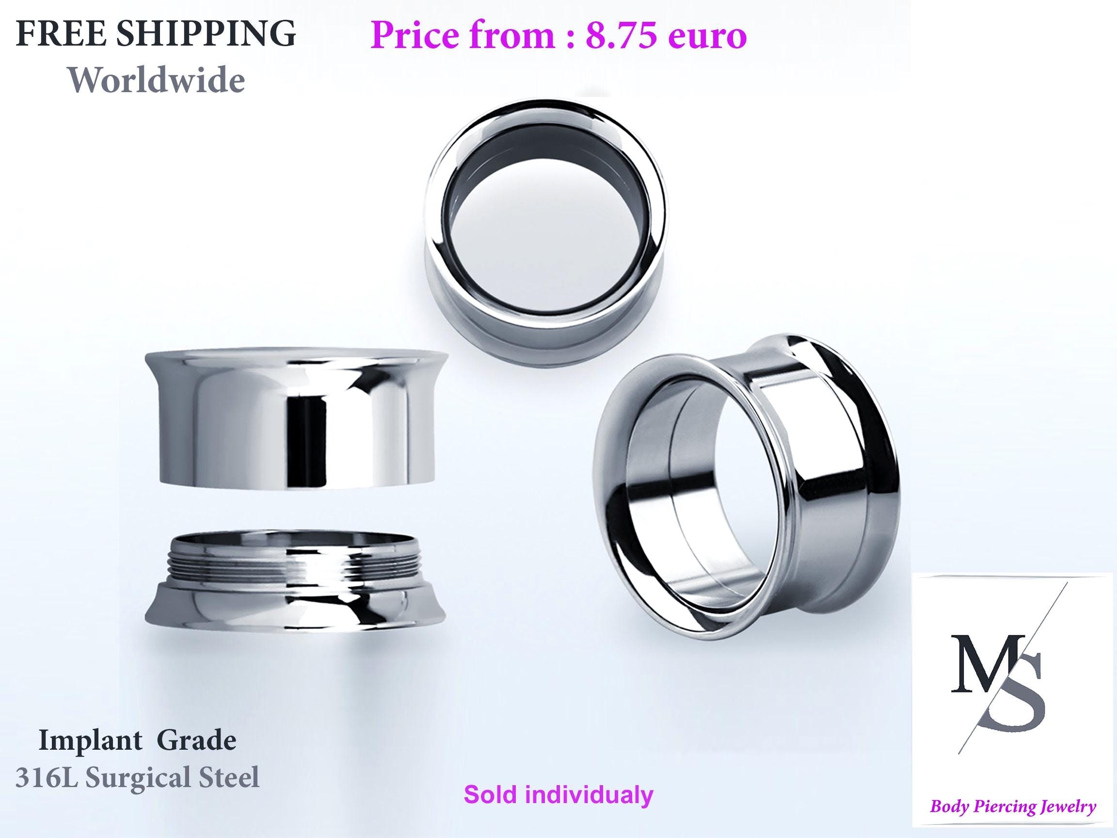 Tunnel Placcati In Argento, Tappi Per Le Orecchie In Ottone, Barelle - Foto 9