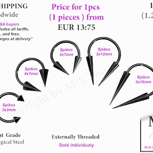 Hufeisen Septum Ring mit Spikes, Chirurgenstahl, 16g