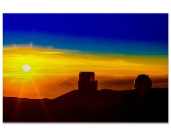 Sunset above Mauna Kea Observatory Hawaii - Brushed Aluminum Print