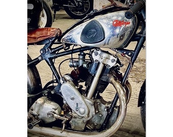 Decorative Vintage Motorcycle Engine Poster, Canvas and Framed Prints - Wall art
