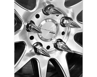 Decorative Design Wall Art - Car Wheels - Classic Semi-Glossy Paper Poster with Hanger
