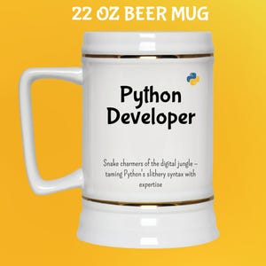 Python Coding Tasse: Tanke deinen Code mit Koffein - Ideales Geschenk für Python Programmierer & Programmierer 22 Oz Beer Mug