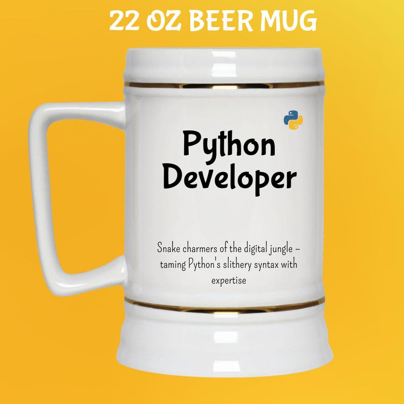 Python Coding Tasse: Tanke deinen Code mit Koffein - Ideales Geschenk für Python Programmierer & Programmierer 22 Oz Beer Mug