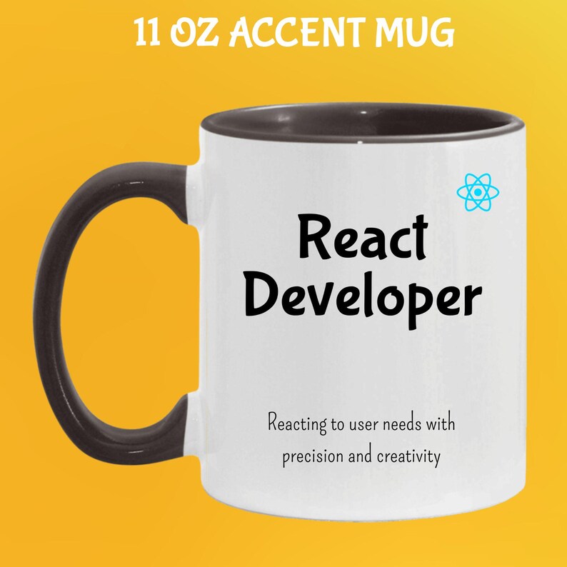 ReactJS Kaffeebecher: Frontend Entwickler Geschenk 11 Oz Black handle