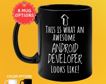 Caneca de presente para desenvolvedor Android: xícara de café engraçada para programador de aplicativos móveis