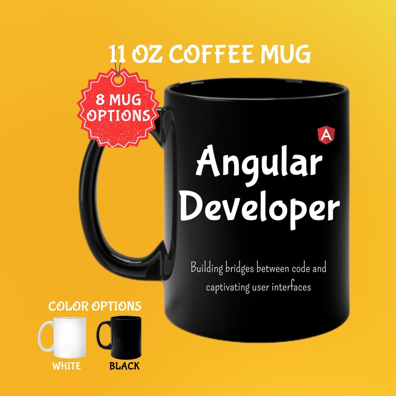 Caneca Angular Developer: Humor de programador, café e código imagem 1