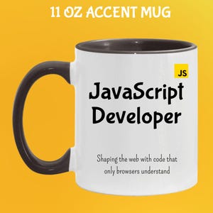 JavaScript-utvecklarmugg: Rolig programmerarepresent för kaffeälskare 11 Oz Black handle
