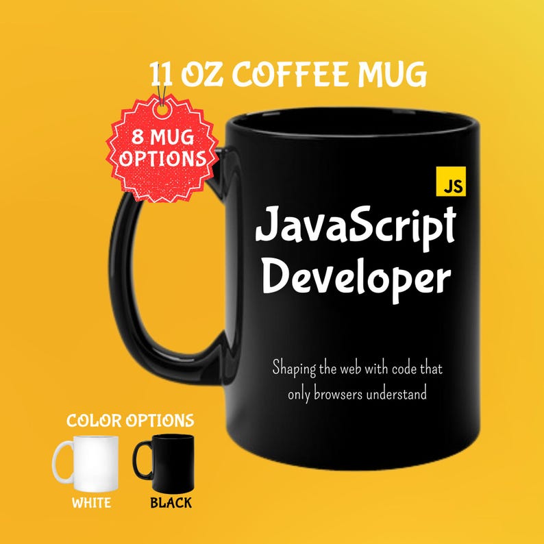 JavaScript-utvecklarmugg: Rolig programmerarepresent för kaffeälskare bild 1