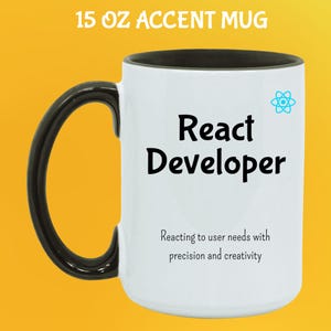 ReactJS Kaffeebecher: Frontend Entwickler Geschenk 15 Oz Black handle