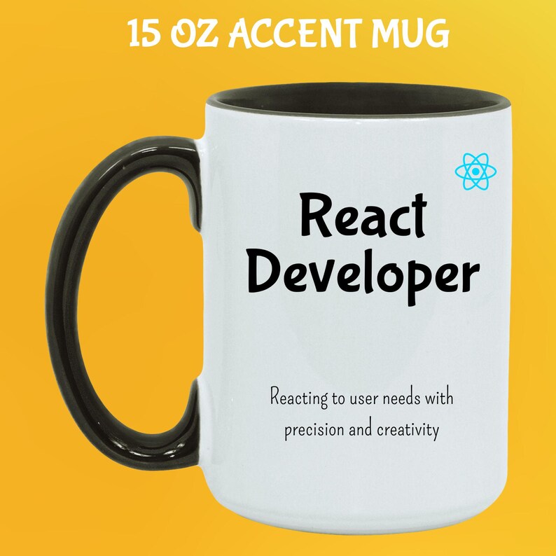 ReactJS Kaffeebecher: Frontend Entwickler Geschenk 15 Oz Black handle