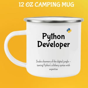 Python Coding Tasse: Tanke deinen Code mit Koffein - Ideales Geschenk für Python Programmierer & Programmierer 12 Oz Camping Mug
