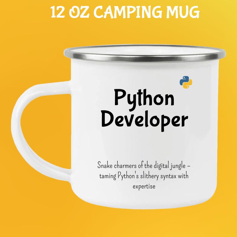 Python Coding Tasse: Tanke deinen Code mit Koffein - Ideales Geschenk für Python Programmierer & Programmierer 12 Oz Camping Mug