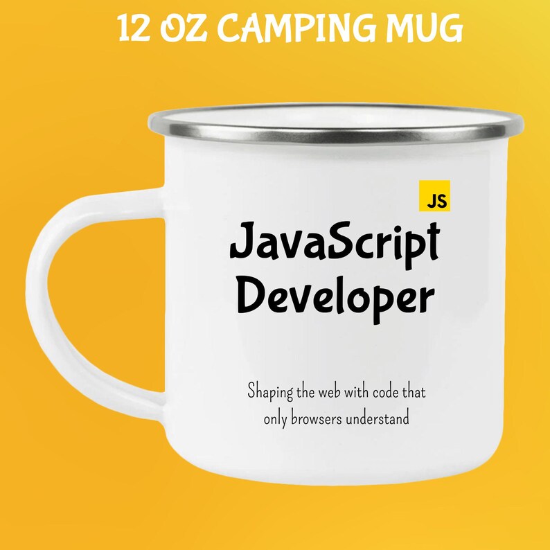 JavaScript-utvecklarmugg: Rolig programmerarepresent för kaffeälskare 12 Oz Camping Mug