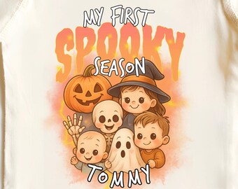 My First Halloween Baby Bodysuit, Personalized Spooky Season Baby, Trick or Treat Baby Outfit, Cute Pumpkin Ghost Bodysuit, My 1st Halloween