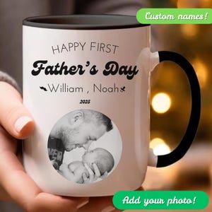 First Father’s Day Mug, Personalized Photo Mug Gift for Dad, 1st Time Dad Gift, Happy First Fathers Day Cup, Custom Picture Coffee Mug, dad