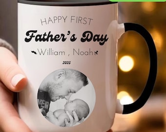 First Father’s Day Mug, Personalized Photo Mug Gift for Dad, 1st Time Dad Gift, Happy First Fathers Day Cup, Custom Picture Coffee Mug, dad