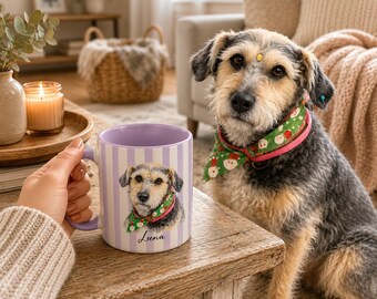 Dog Lovers Personalized Mug, Custom Pet Photo and Name Mug, Personalized Dog Cat Portrait Coffee Cup, Dog Lovers Mug, Pet Memorial Gift, Mom