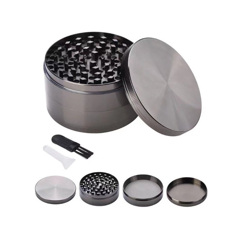 3 Inch Herb Grinder Gold Large Grinder Zinc Alloy 4 Pieces Spice Grinder  with Mesh Screen