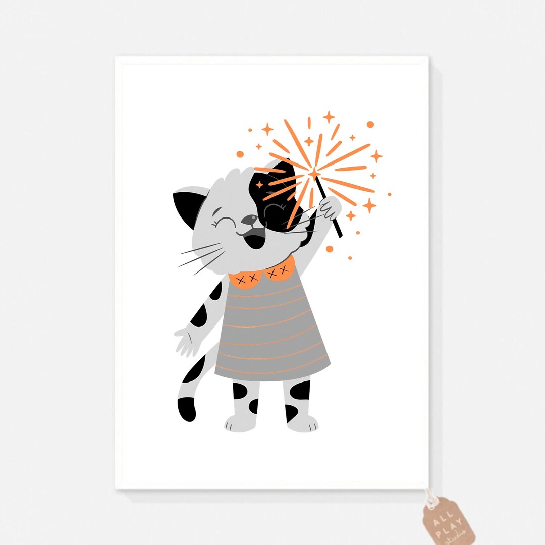 Cat Print, Cat Wall Art 1, Cute Cat Art, Nursery Wall Art, Funny Kids